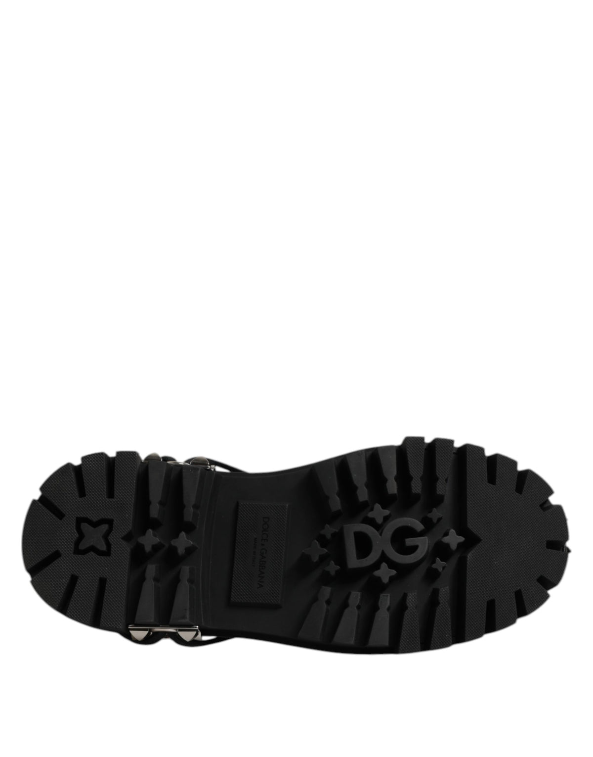 Dolce & Gabbana Men's Viscose Calfskin & Goat Leather Lace-Up Boots - Black Silver