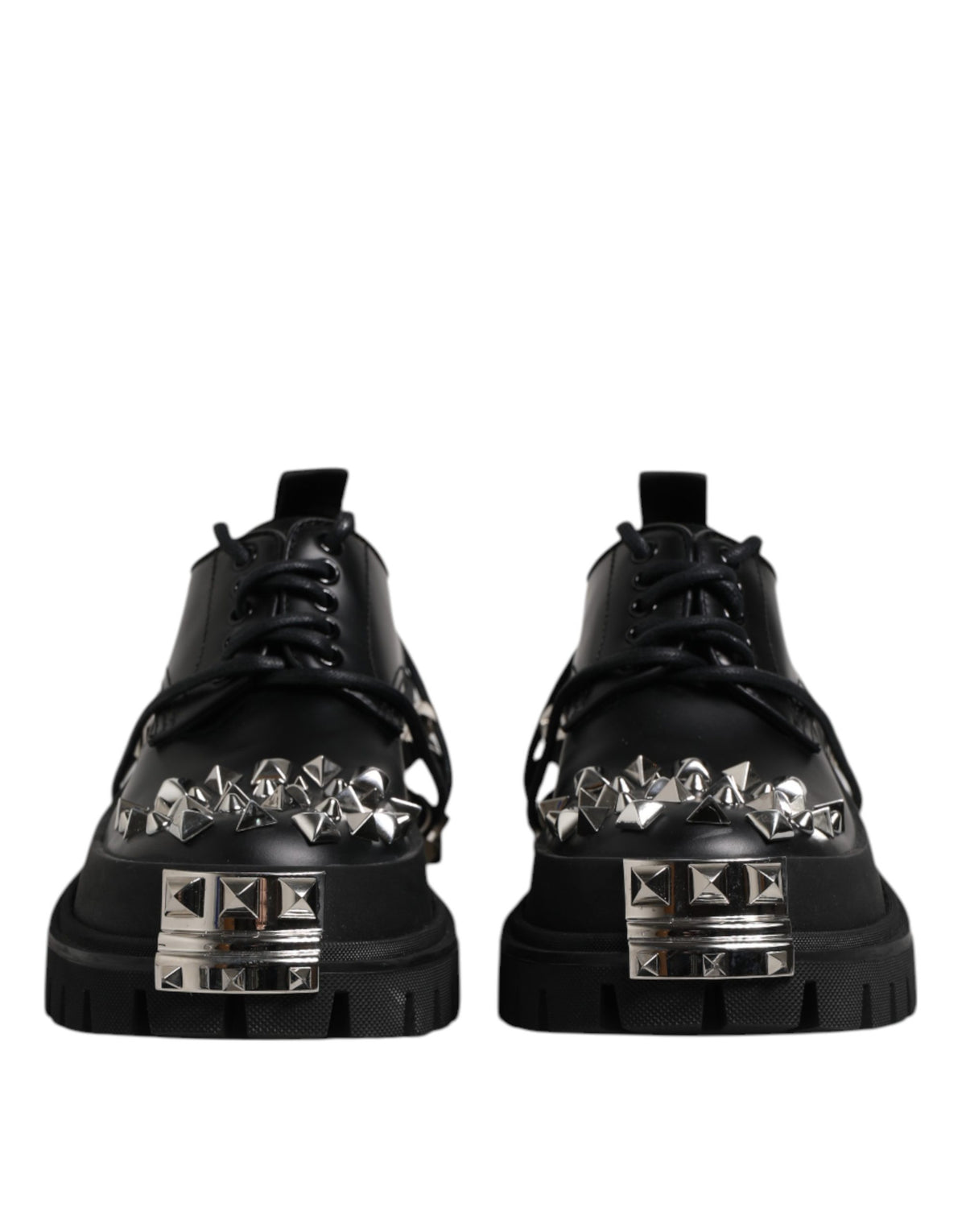 Dolce & Gabbana Men's Viscose Calfskin & Goat Leather Lace-Up Boots - Black Silver