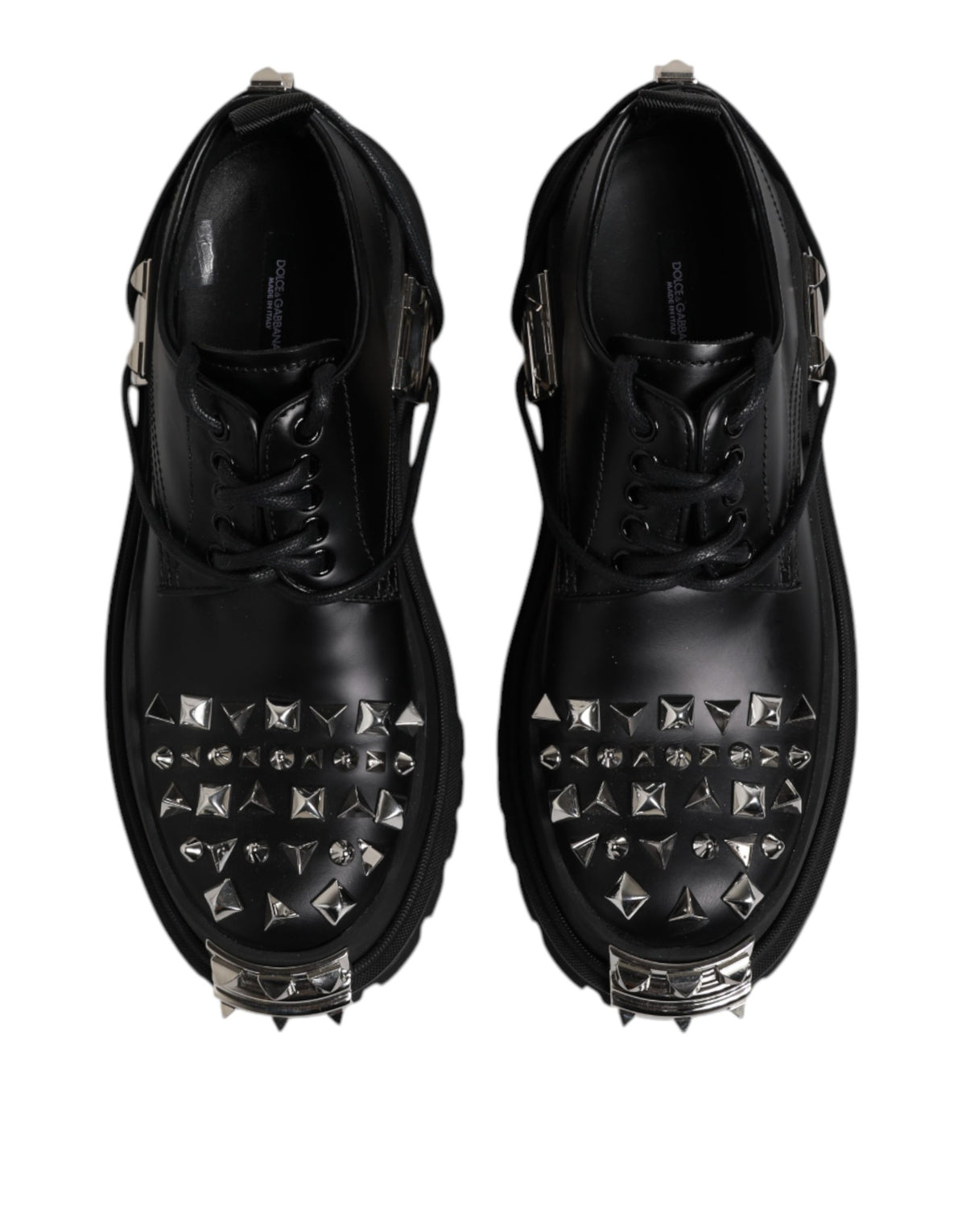 Dolce & Gabbana Men's Viscose Calfskin & Goat Leather Lace-Up Boots - Black Silver