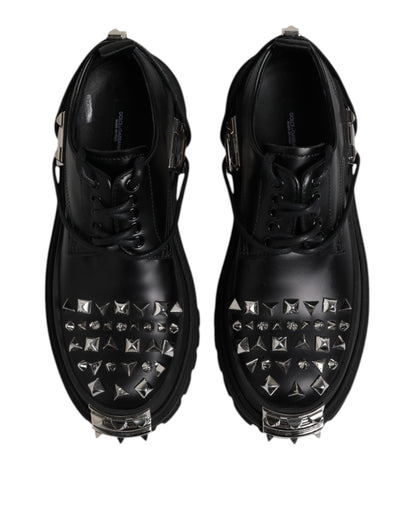 Dolce & Gabbana Men's Viscose Calfskin & Goat Leather Lace-Up Boots - Black Silver