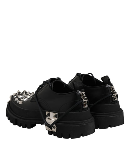 Dolce & Gabbana Men's Viscose Calfskin & Goat Leather Lace-Up Boots - Black Silver