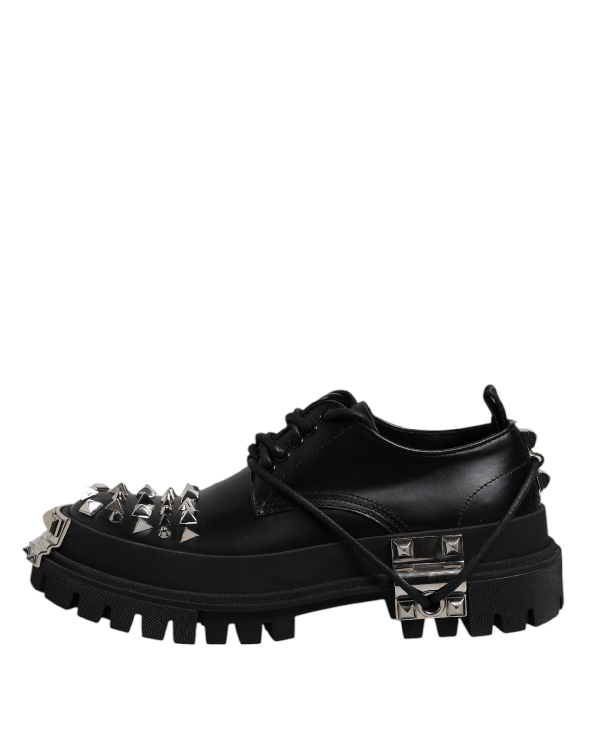 Dolce & Gabbana Men's Viscose Calfskin & Goat Leather Lace-Up Boots - Black Silver