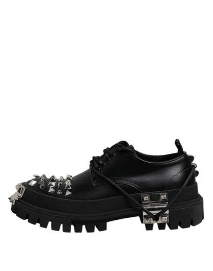 Dolce & Gabbana Men's Viscose Calfskin & Goat Leather Lace-Up Boots - Black Silver