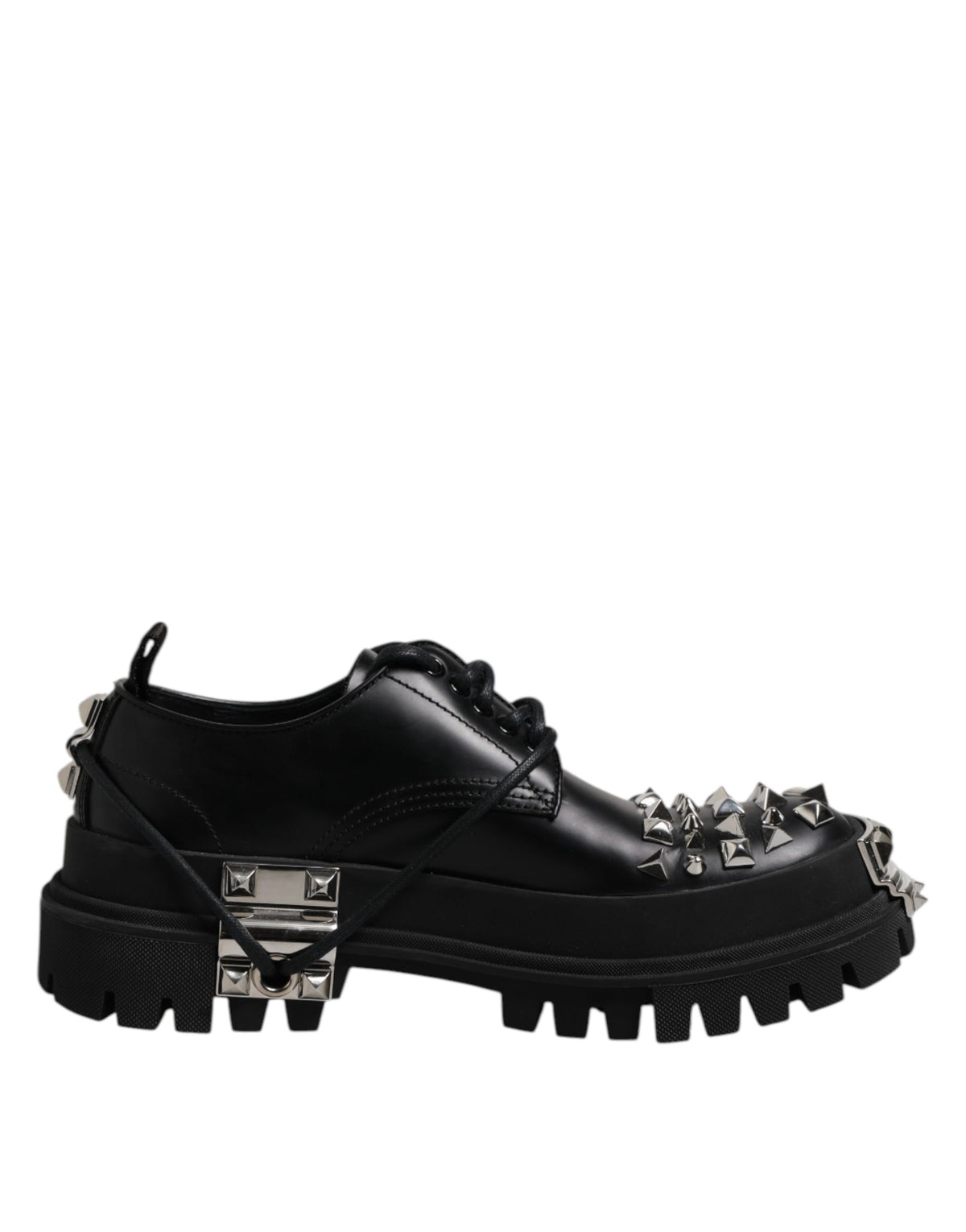 Dolce & Gabbana Men's Viscose Calfskin & Goat Leather Lace-Up Boots - Black Silver
