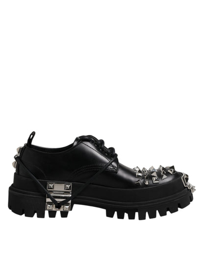 Dolce & Gabbana Men's Viscose Calfskin & Goat Leather Lace-Up Boots - Black Silver
