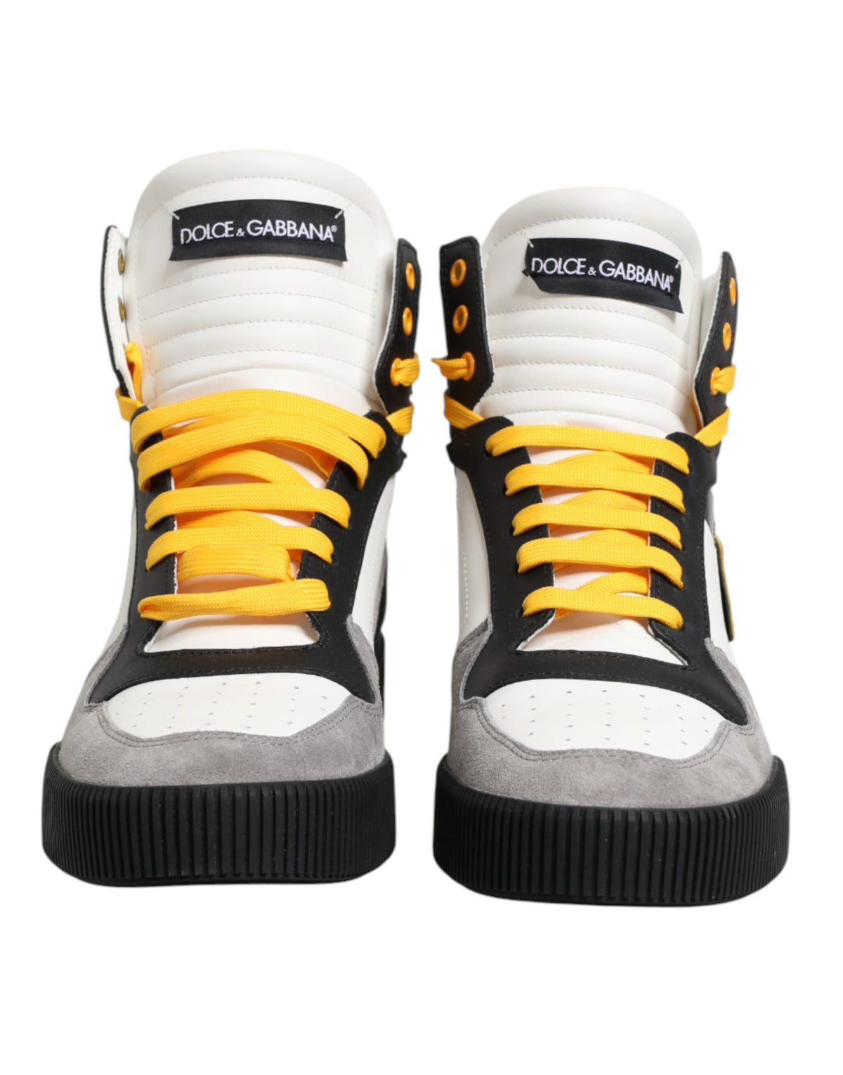 Dolce & Gabbana Men's High Top Suede Goat & Calf Leather Sneakers - Multicolor Yellow