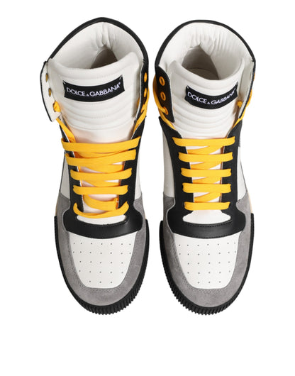Dolce & Gabbana Men's High Top Suede Goat & Calf Leather Sneakers - Multicolor Yellow