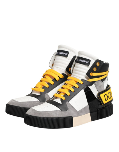 Dolce & Gabbana Men's High Top Suede Goat & Calf Leather Sneakers - Multicolor Yellow