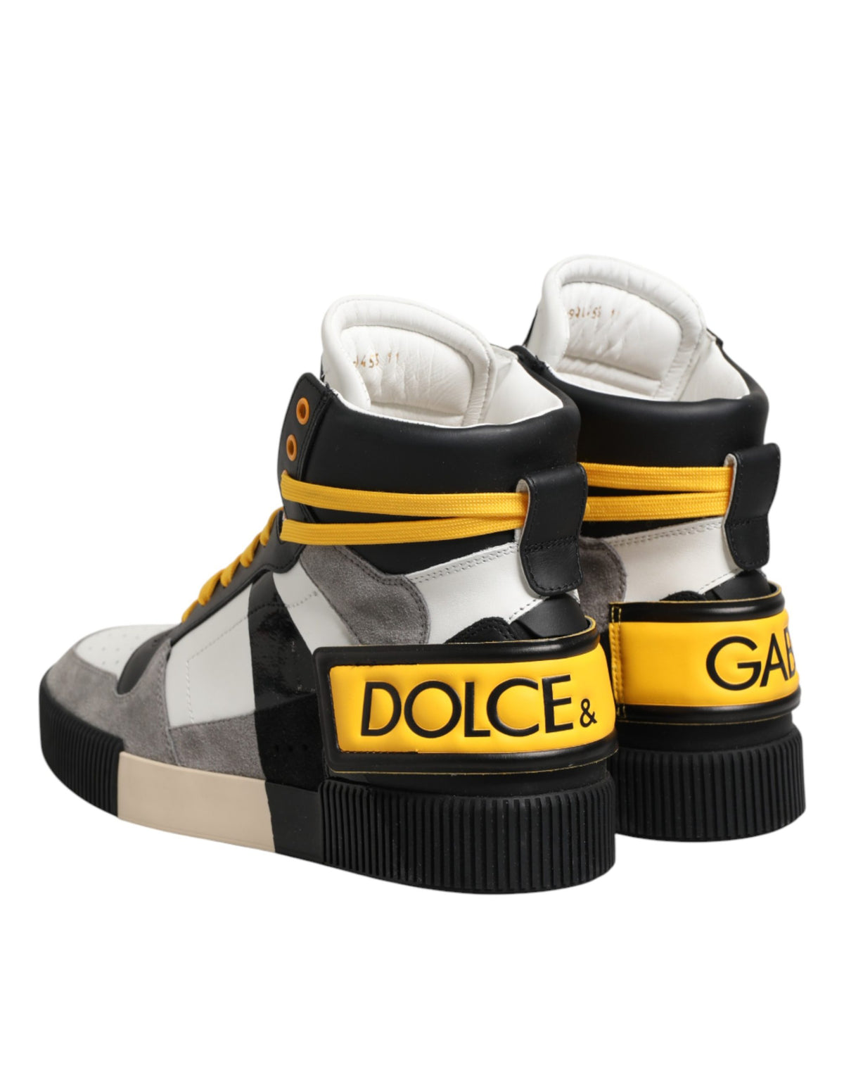 Dolce & Gabbana Men's High Top Suede Goat & Calf Leather Sneakers - Multicolor Yellow