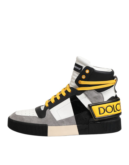 Dolce & Gabbana Men's High Top Suede Goat & Calf Leather Sneakers - Multicolor Yellow