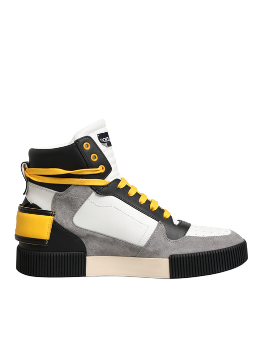 Dolce & Gabbana Men's High Top Suede Goat & Calf Leather Sneakers - Multicolor Yellow