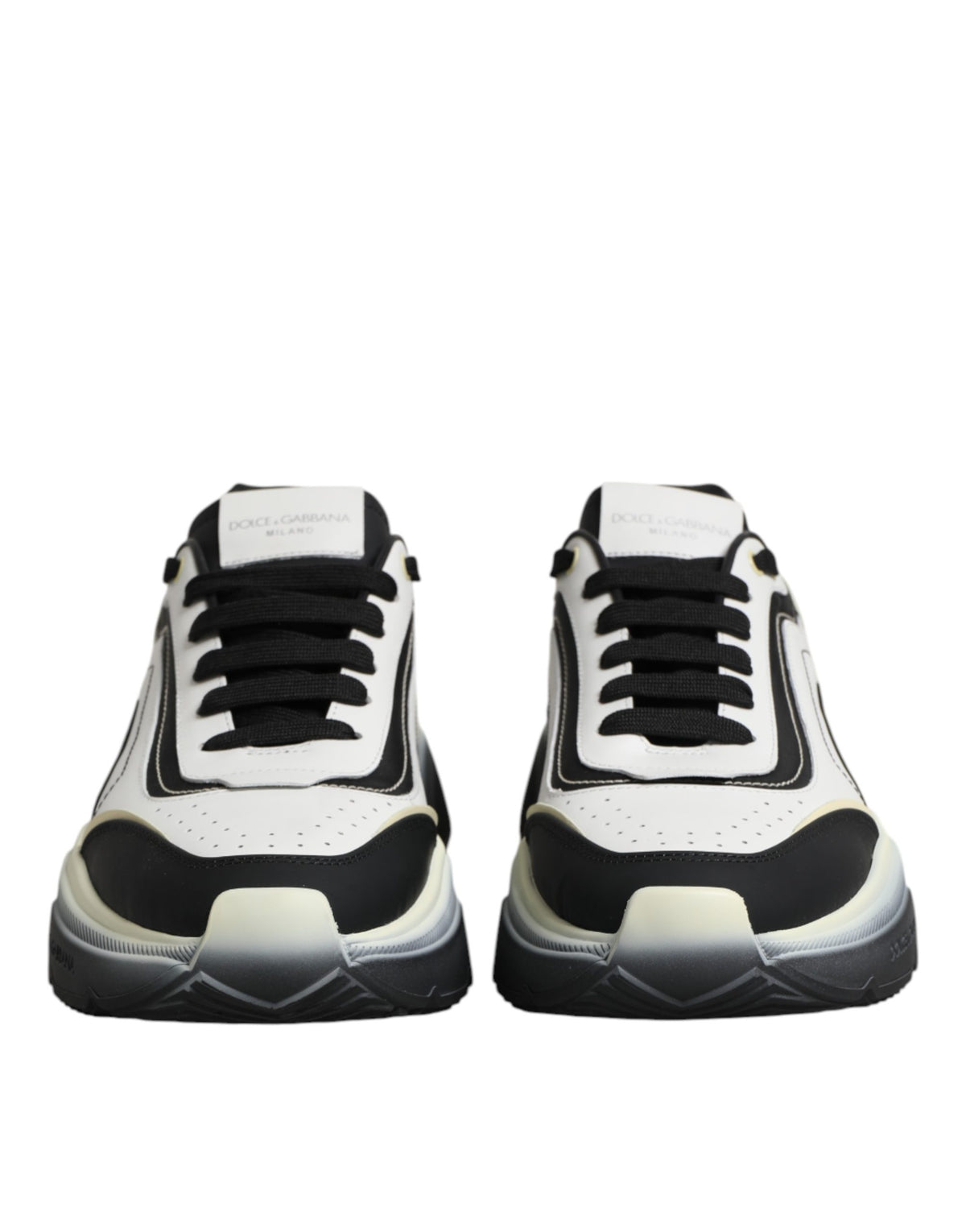 Dolce & Gabbana Men's Low Top Chunky Polyester Nylon Goat & Calf Leather Sneakers - Gradient Black White