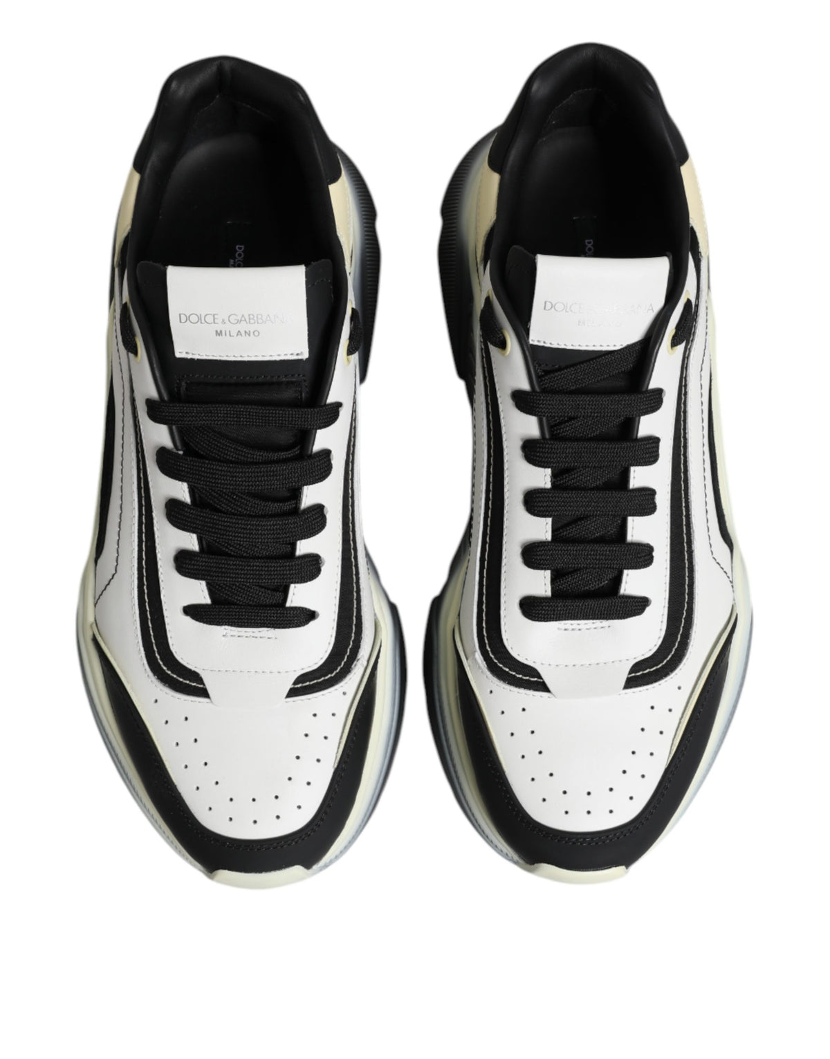 Dolce & Gabbana Men's Low Top Chunky Polyester Nylon Goat & Calf Leather Sneakers - Gradient Black White
