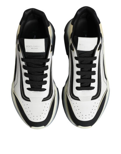 Dolce & Gabbana Men's Low Top Chunky Polyester Nylon Goat & Calf Leather Sneakers - Gradient Black White