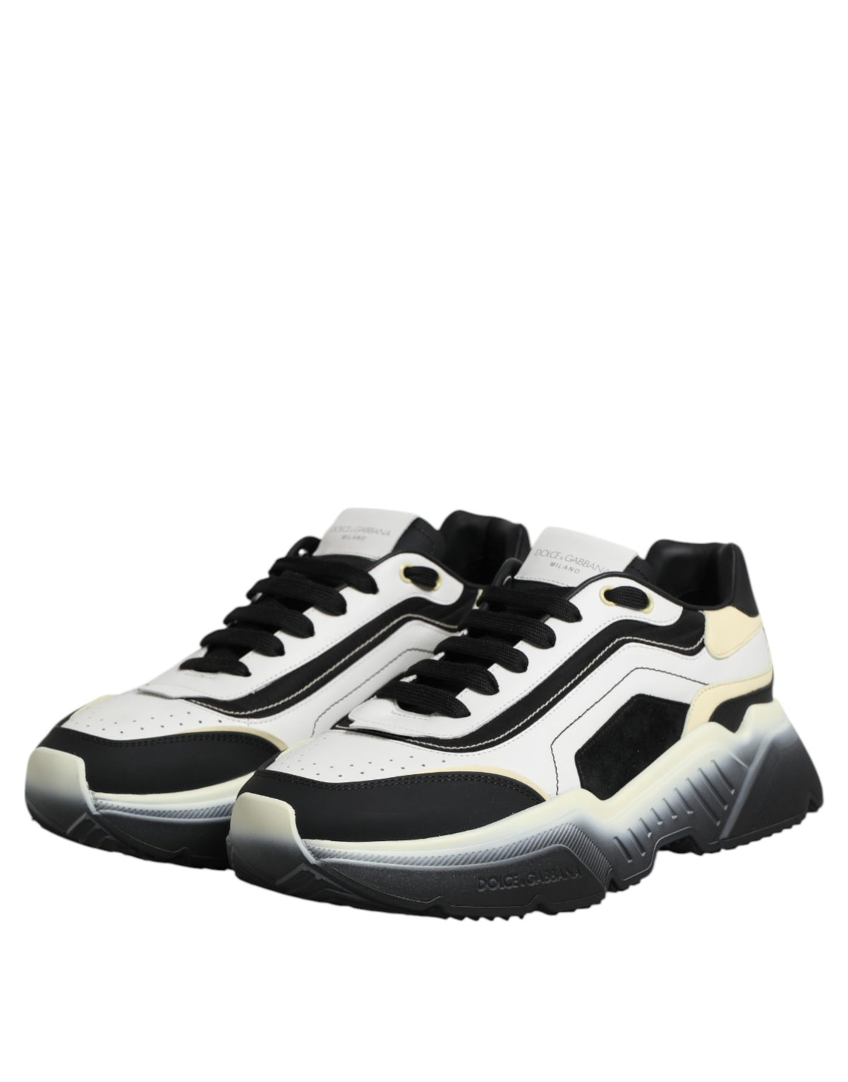 Dolce & Gabbana Men's Low Top Chunky Polyester Nylon Goat & Calf Leather Sneakers - Gradient Black White