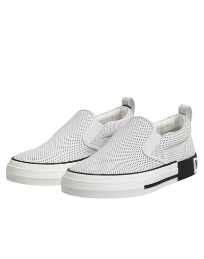 Dolce & Gabbana White Perforated Custom 2.Zero Sneakers Shoes