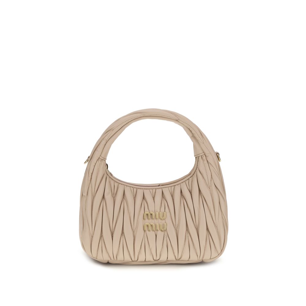 Miu Miu Wandler Bos Taurus Calf Leather Quilted Hobo Handbag - Beige Patterned Monogram