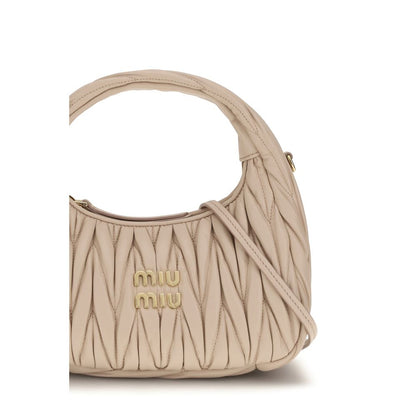 Miu Miu Wandler Bos Taurus Calf Leather Quilted Hobo Handbag - Beige Patterned Monogram