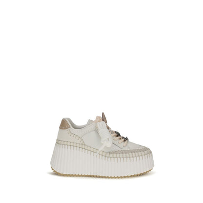 Chloé Women's Low Top Bos Taurus Calfskin Leather Sneakers - White Signature