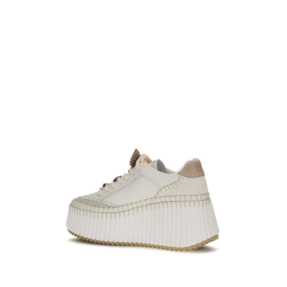 Chloé Women's Low Top Bos Taurus Calfskin Leather Sneakers - White Signature
