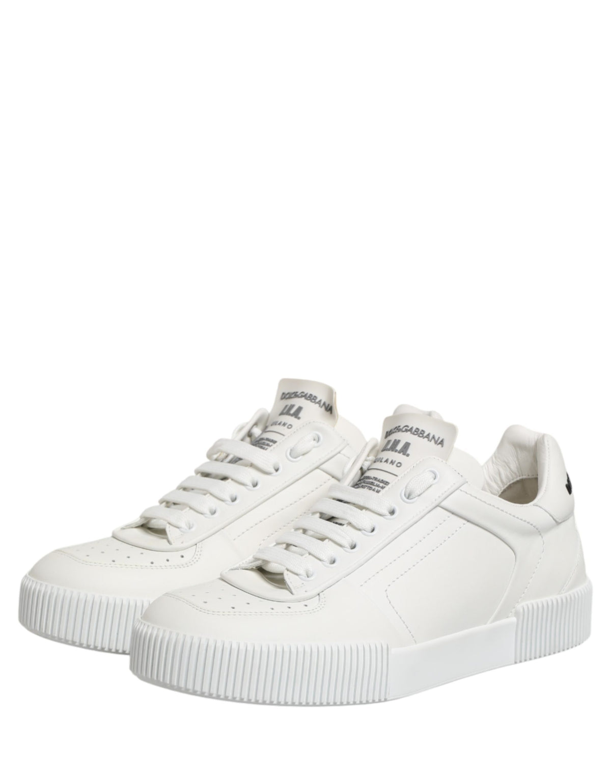 Sneakers by Dolce & Gabbana for men in calfskin & goat leather white features a chic design, perfectly showcasing the chic low-top style of this Men's Low Top Calfskin & Goat Leather Sneakers.