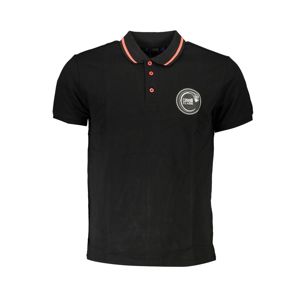 Polo Shirt by Cavalli Class for men in cotton black & print showcases a enviable silhouette, featuring a refined and for a enviable finish.