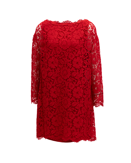 Valentino Garavani Red Lace Short Dress