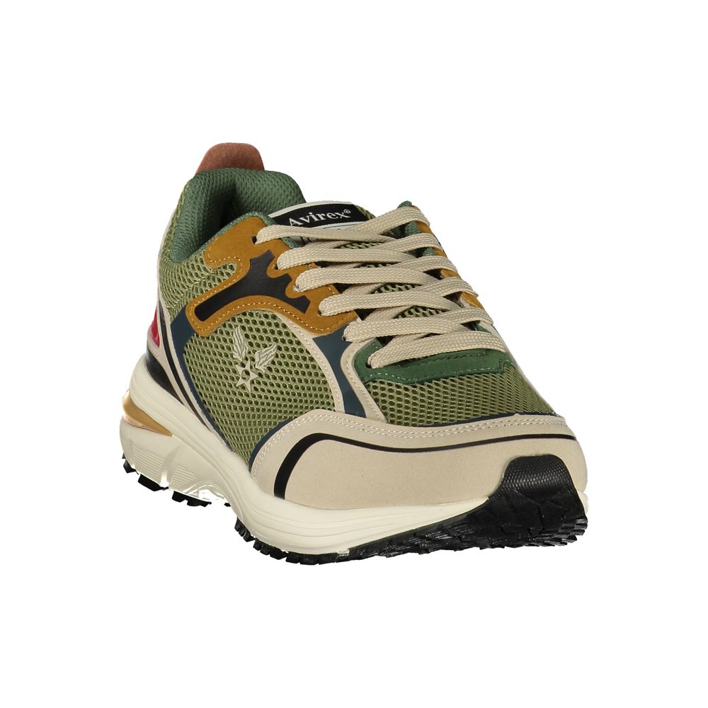 Avirex Men's Athletic Polyester Polyurethane Denim Sneakers - Green Red