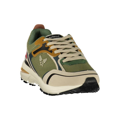 Avirex Men's Athletic Polyester Polyurethane Denim Sneakers - Green Red