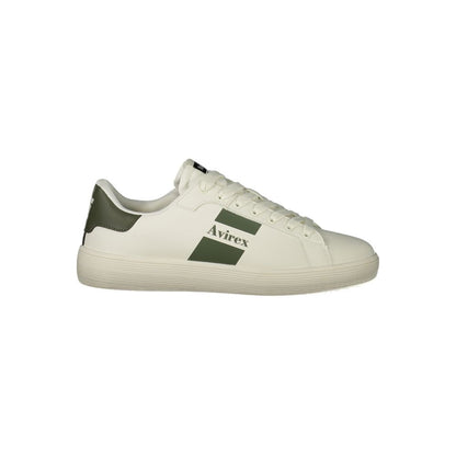 Athletic Sneakers by Avirex for men in canvas polyurethane & polyester green & white features an exquisite silhouette, showcasing the premium athletic style of the Men's Athletic Canvas Polyurethane & Polyester Sneakers with an exquisite finish.