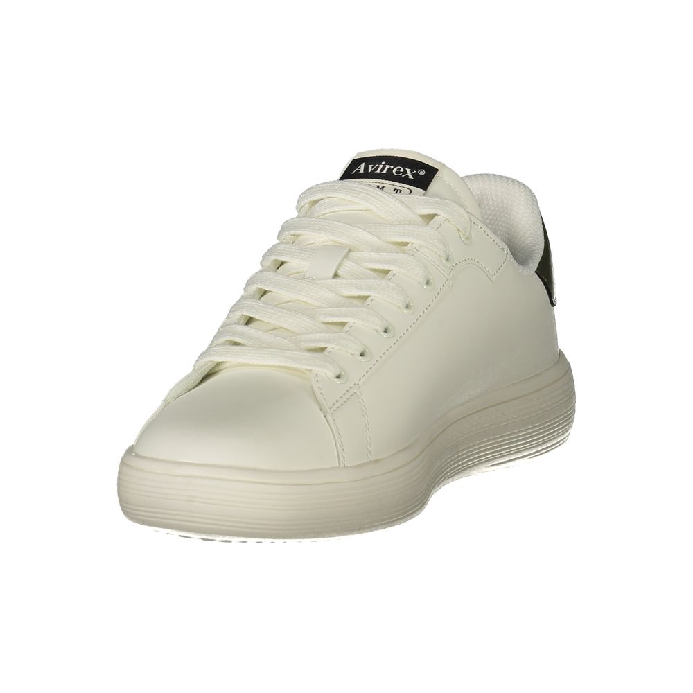Athletic Sneakers by Avirex for men in canvas polyurethane & polyester green & white showcases a architectural silhouette, artfully capturing the essence of the Men's Athletic Canvas Polyurethane & Polyester Sneakers with its signature architectural athletic style construction.