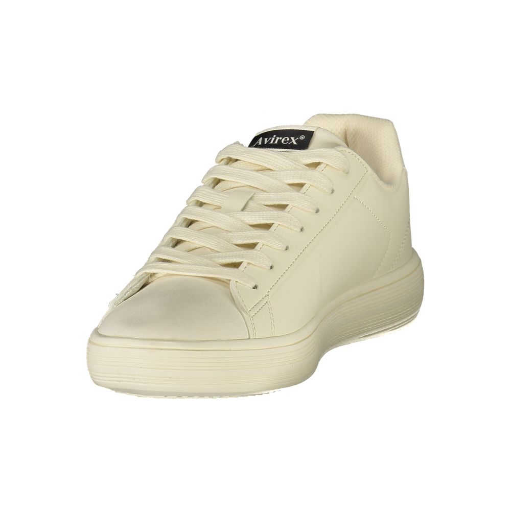 Athletic Sneakers by Avirex for men in polyester & polyurethane white & print features an timeless silhouette from the Men's Athletic Polyester & Polyurethane Sneakers collection, showcasing a timeless athletic style for a timeless look.