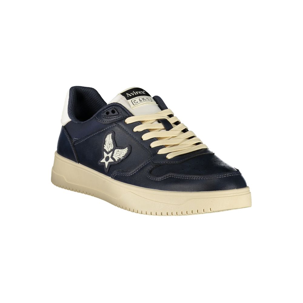 Athletic Sneakers by Avirex for men in polyester & polyurethane blue features an effortless chic silhouette, showcasing the signature athletic style of the Men's Athletic Polyester & Polyurethane Sneakers collection with a truly effortless chic finish.