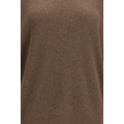 The Row Women's Regular Fit Slim V Neck Cashmere & Cotton Sweatshirt - Brown