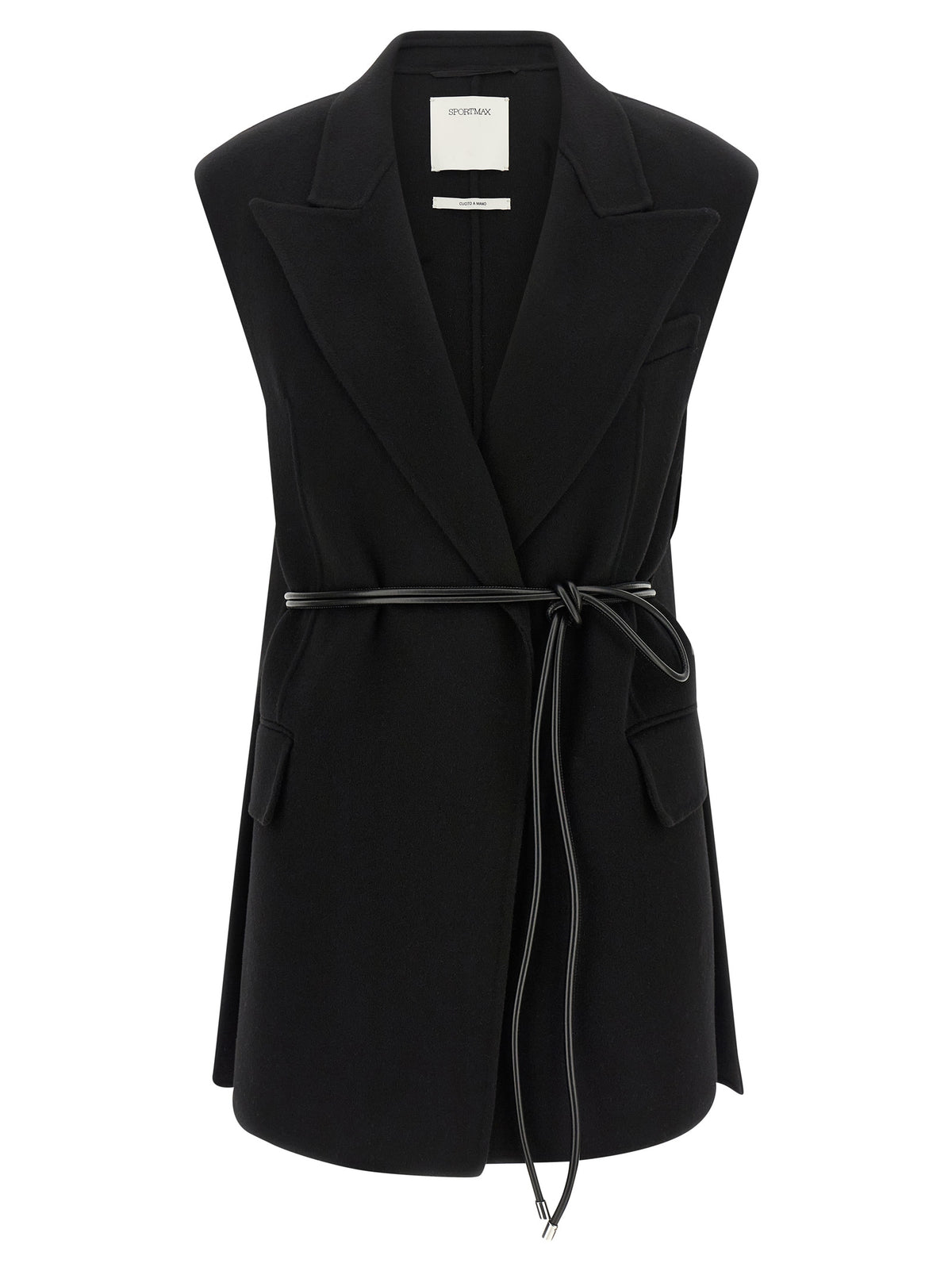 Blazer by Sportmax for women in virgin wool black showcases a discerning silhouette, elegantly detailed with a sophisticated and premium for a truly discerning finish.