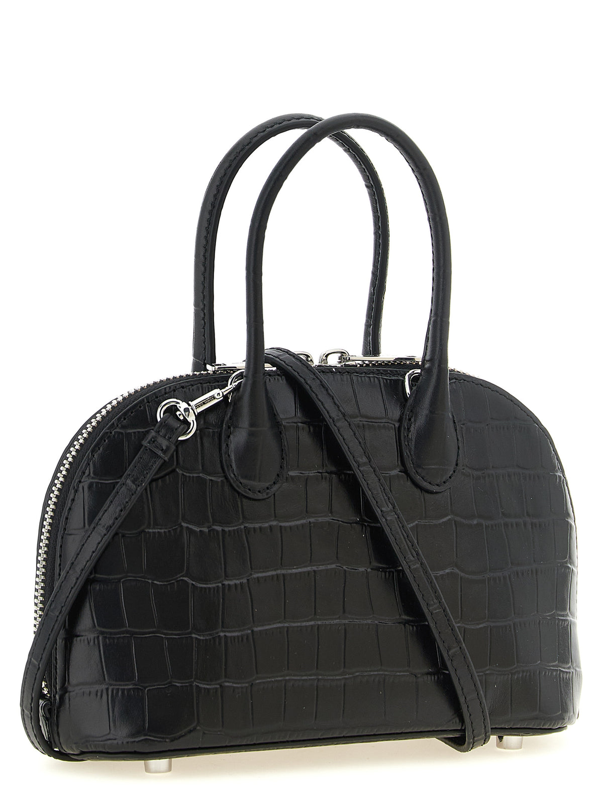 This Dome Handbag by Self-Portrait for women in bos taurus cowhide leather and black & print presents a sculptural silhouette featuring a secure zipper, ample , and versatile shoulder-strap, detachable-strap & handle for a sculptural finish.
