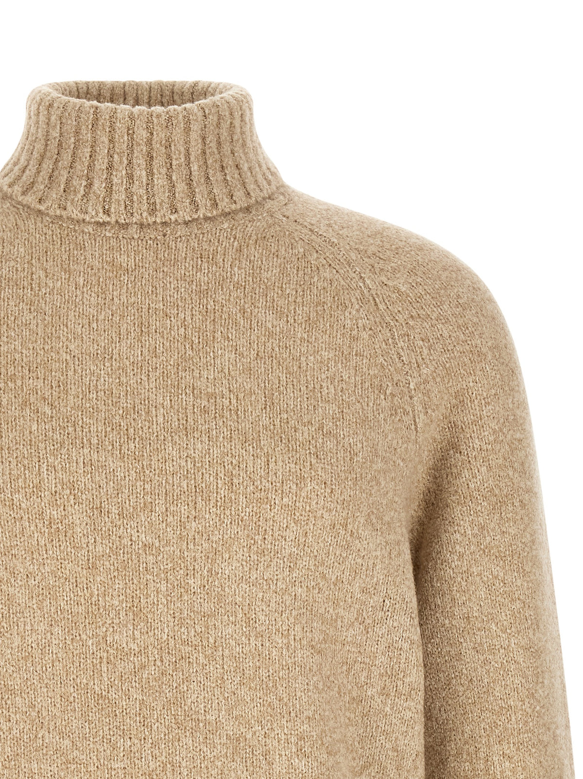 Cardigan by Brunello Cucinelli for men in silk cashmere virgin wool beige features a dramatic silhouette, showcasing a sophisticated turtle neckline and dramatic detail for a timeless, premium look.