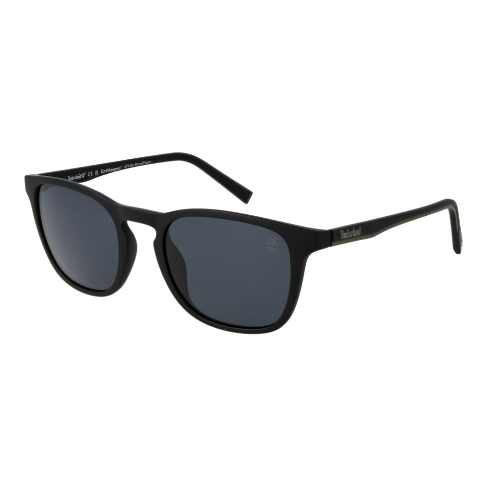 This Sunglasses by Timberland for men in stainless steel black presents a sumptuous silhouette, showcasing a sumptuous full-rim square frame design in black coloured frame and high-performance polarized category-3-dark-tint lens.