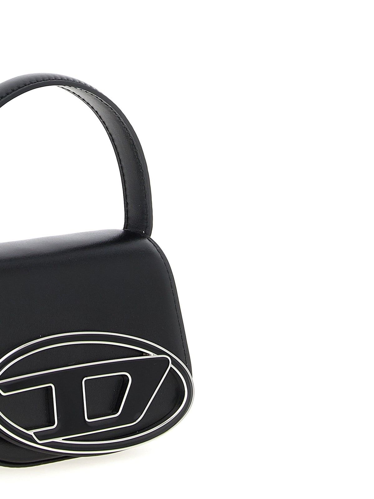 Handbag by Diesel for women in cowhide leather black presents a ornamental silhouette, showcasing a secure magnetic, ample , and versatile handle for a ornamental finish.