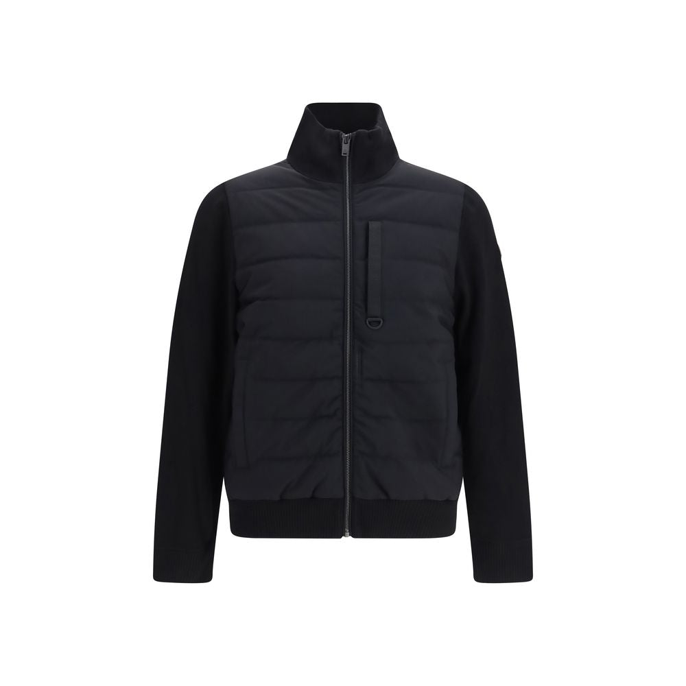 Moose Knuckles Men's High Collar Polyester & Viscose Puffer Jacket - Black
