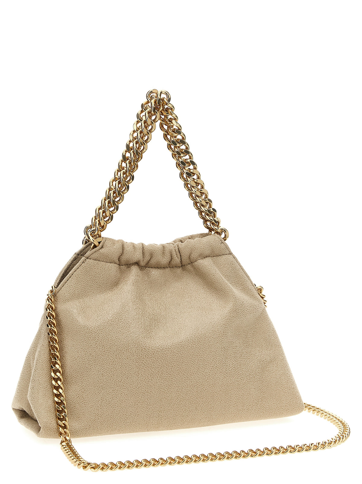 Crossbody Handbag by Stella McCartney for women in polyester beige & signature features a versatile chic silhouette, meticulously detailed with a secure magnetic, ample , and versatile crossbody-strap & shoulder-strap.