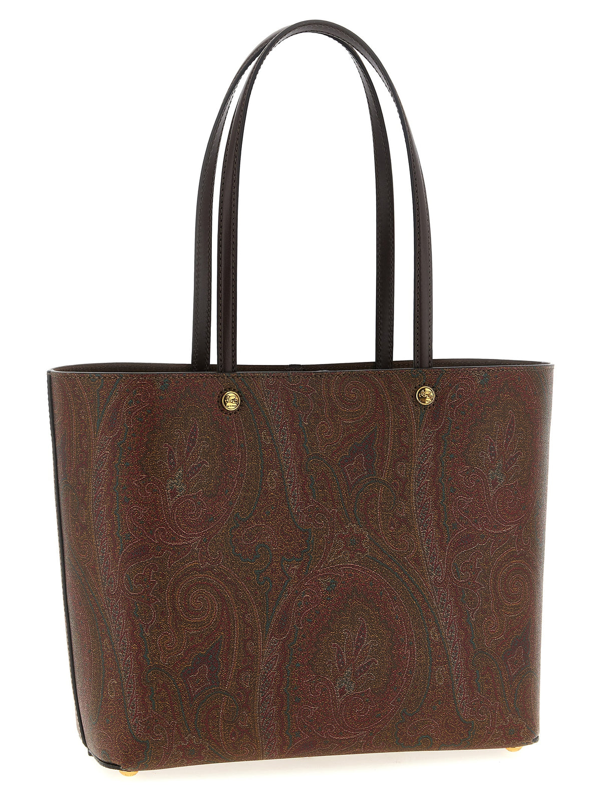 Shopper Tote Clutch Bag by Etro for women in polyester leather & cotton brown, paisley & jacquard features an metropolitan chic Polyester Leather & Cotton Shopper Tote Clutch Bag design with a secure snap, hook & button, metropolitan chic , and versatile handle for a metropolitan chic look.