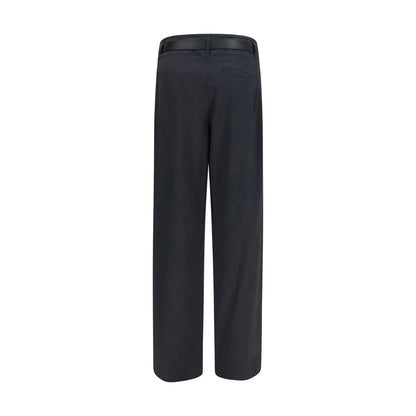 Darkpark Women's Straight Leg Regular Fit High Rise Polyester Leather & Merino Wool Trousers - Gray
