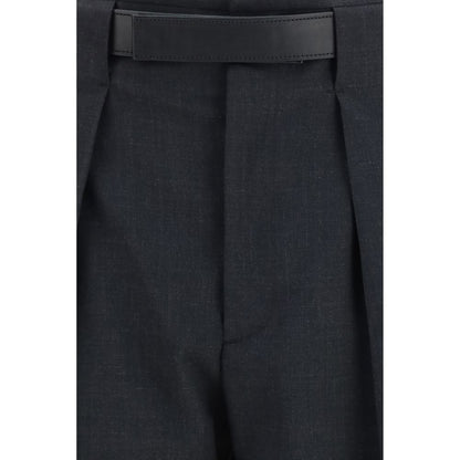 Darkpark Women's Straight Leg Regular Fit High Rise Polyester Leather & Merino Wool Trousers - Gray