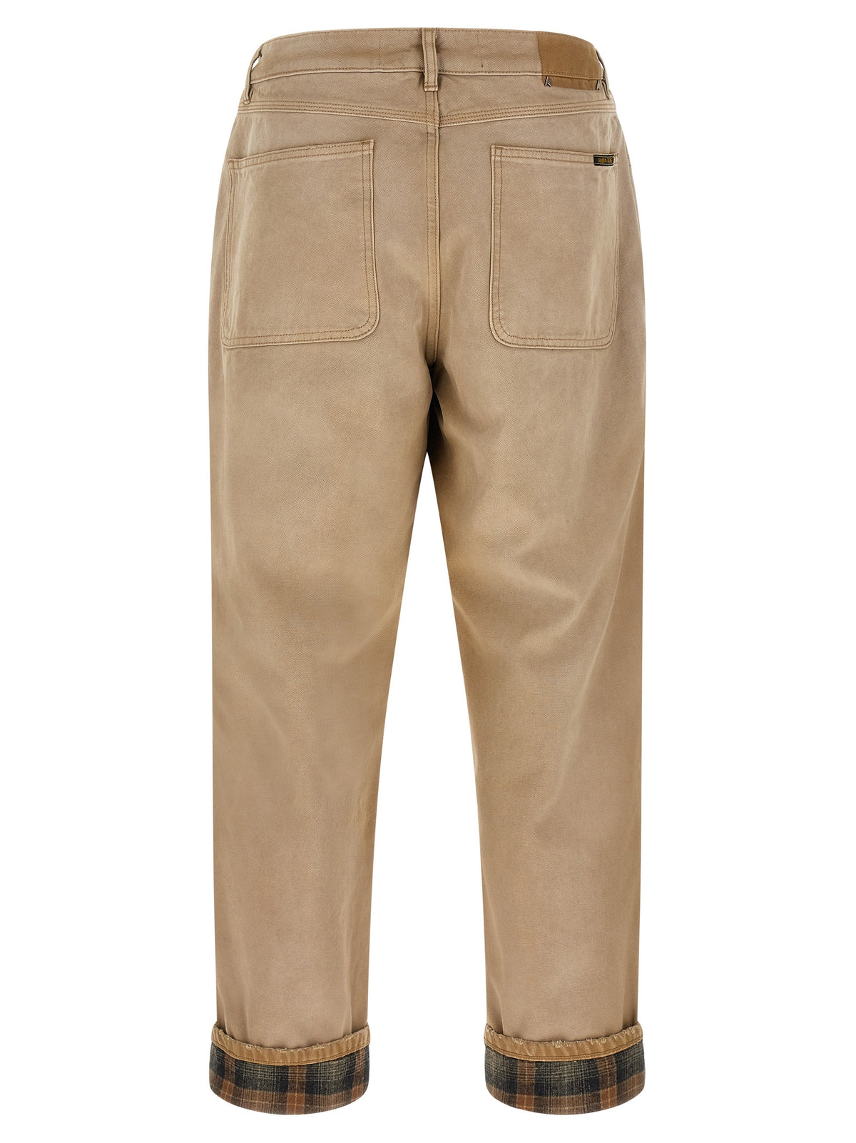 Trousers by Golden Goose for men in cotton beige & patterned presents a perennial silhouette, meticulously tailored with a relaxed-fit cut, long finish, and an elegant .