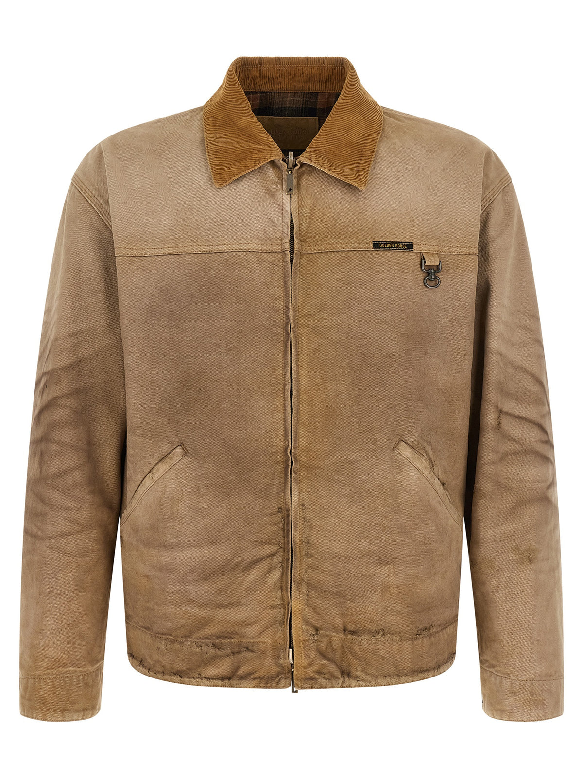 Windbreaker Jacket by Golden Goose for men in cotton corduroy beige & checked features an magnificent silhouette, showcasing the sophisticated and functional windproof for a premium, magnificent look.