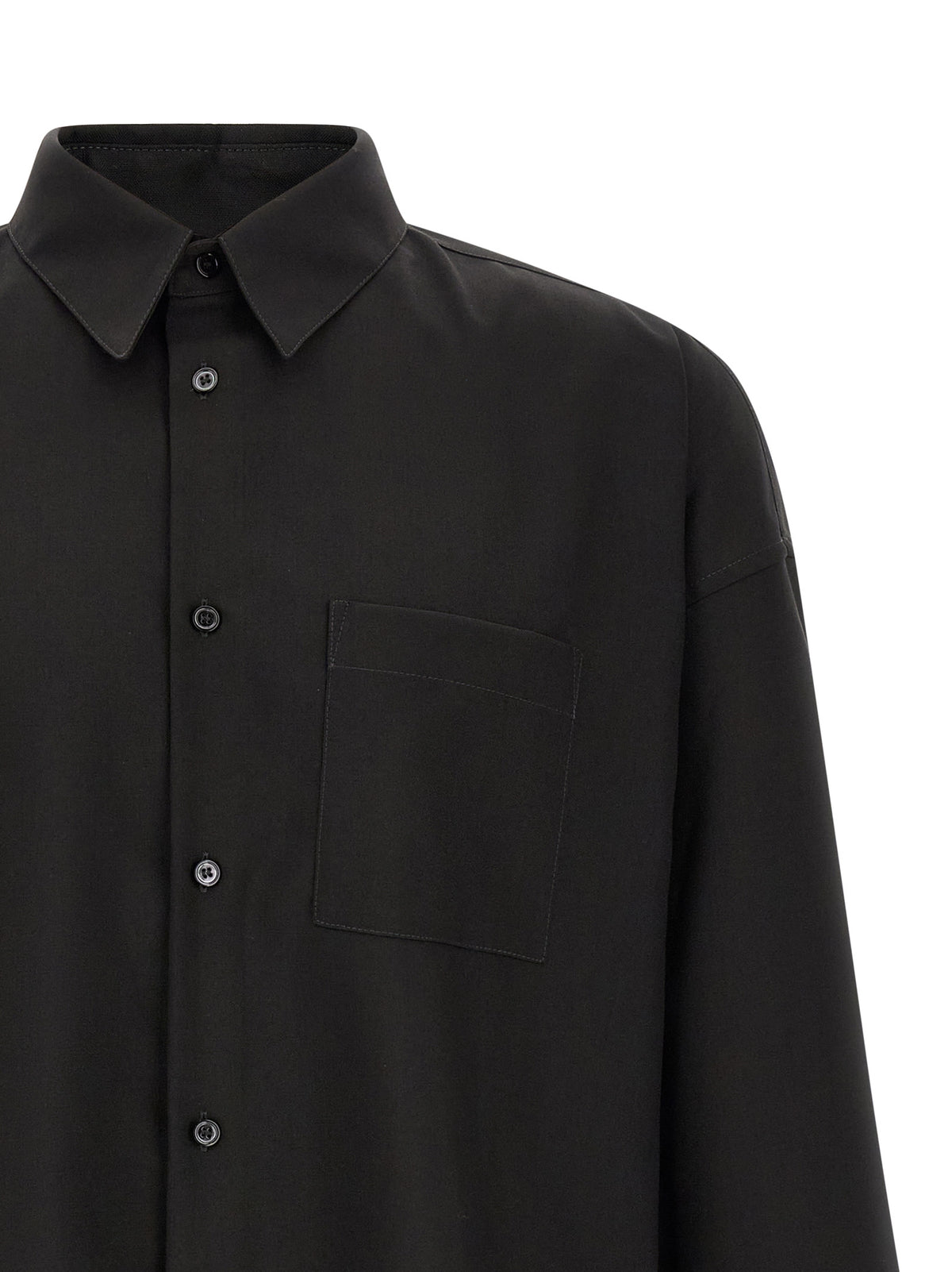 Shirt by Marni for men in virgin wool black showcases a sharp silhouette, elegantly detailed with a sharp and sharp .