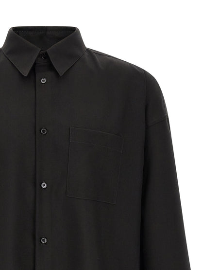 Shirt by Marni for men in virgin wool black showcases a sharp silhouette, elegantly detailed with a sharp and sharp .