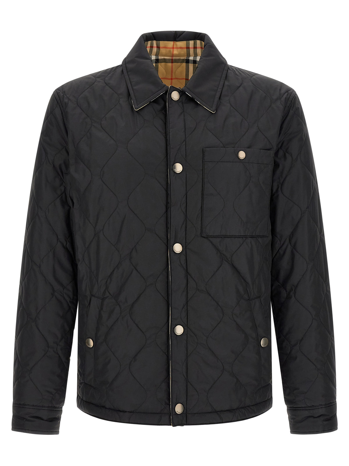 Overcoat by Burberry for men in polyamide black & patterned features a cosy chic silhouette, artfully detailed with a sophisticated and premium for a cosy chic finish.
