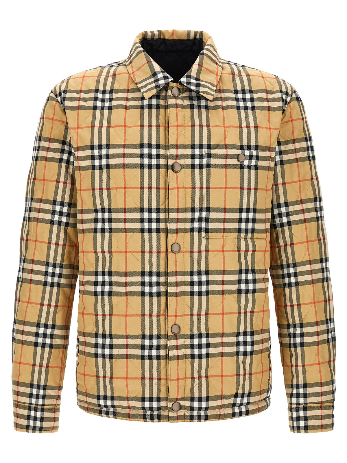 Overcoat by Burberry for men in polyamide black & patterned presents a luxurious silhouette, showcasing a luxurious and sophisticated for a premium, luxurious look.